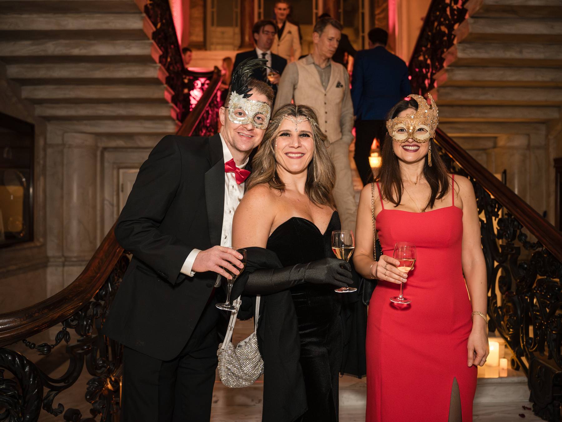 Guests on the stairs at C&C event